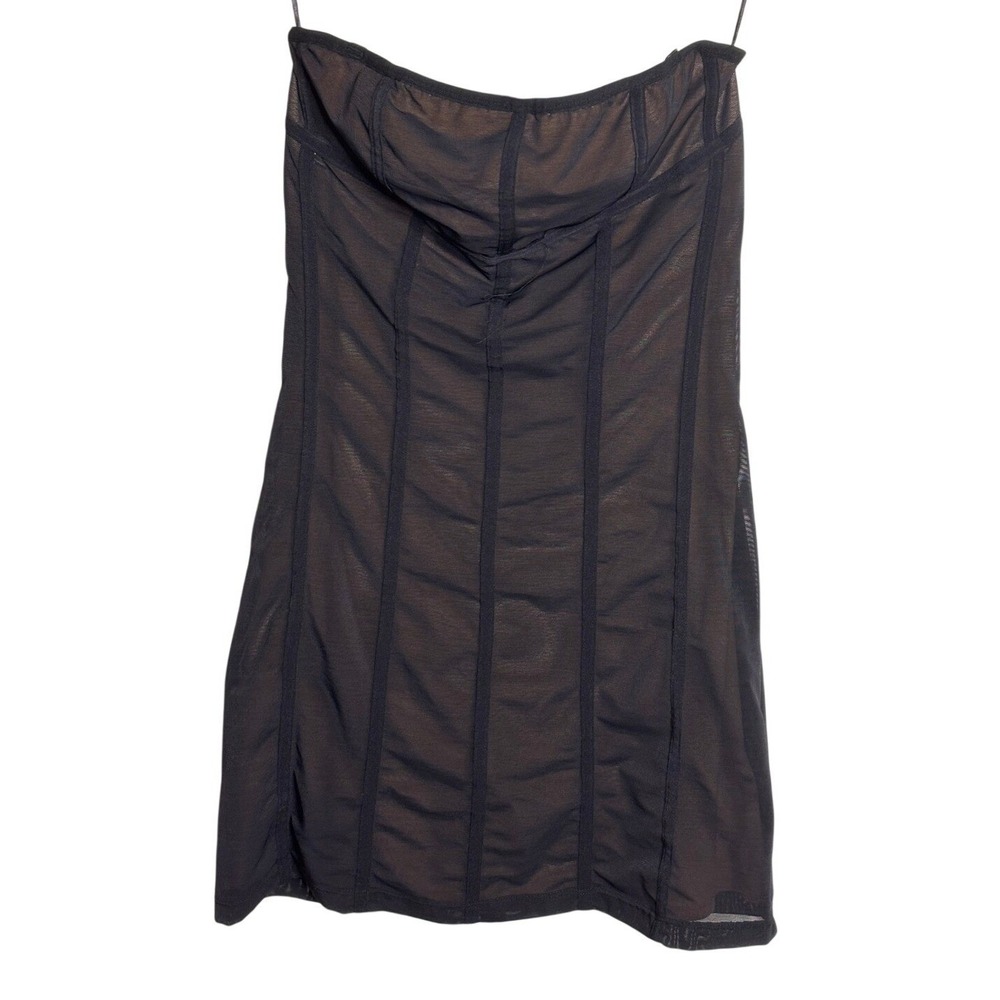 Urban Outfitters | Black Mesh Corset Strapless Mini Dress Ruched Bodycon | Small - Picture 2 of 6